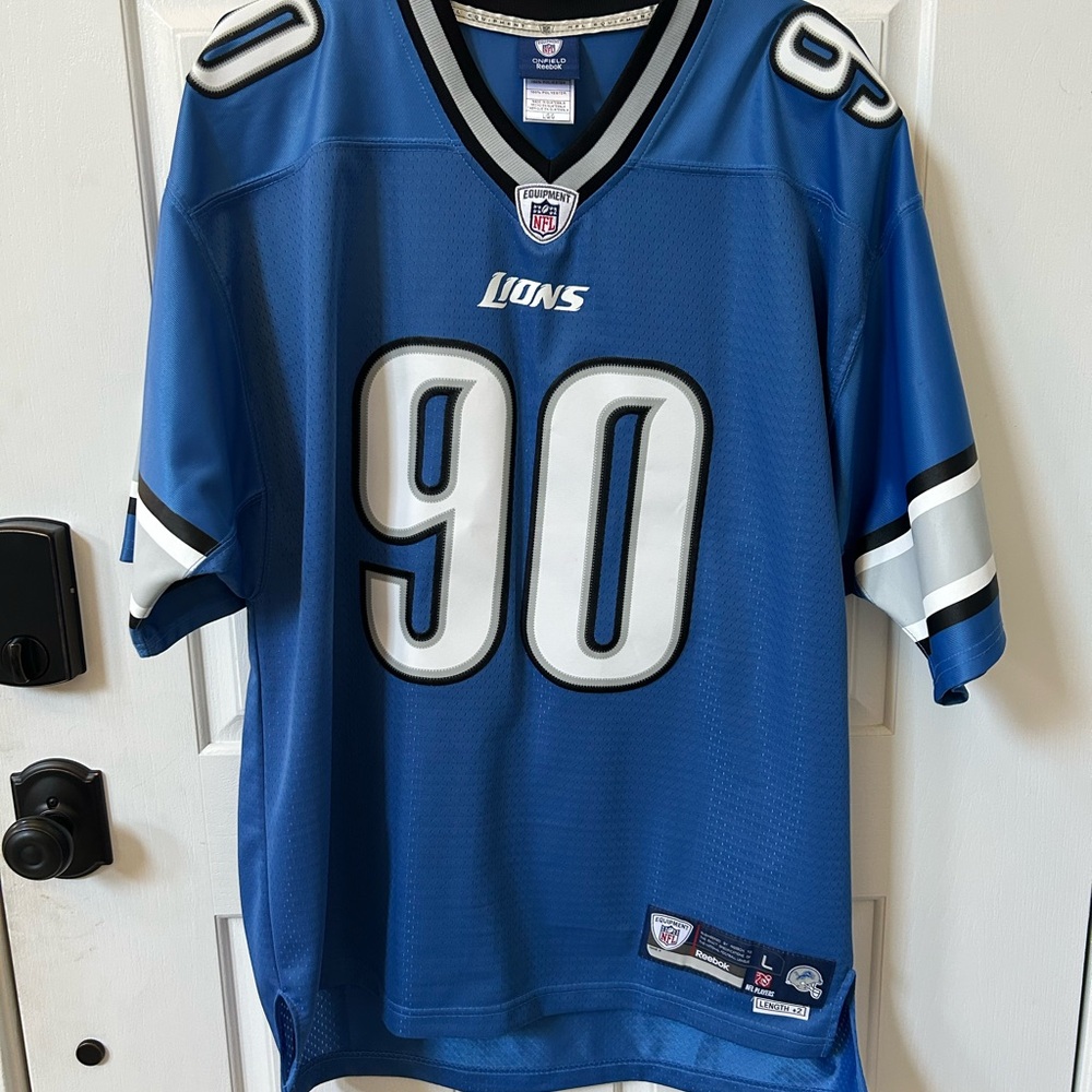 Ndamukong Suh - Detroit Lions #90  - Nylon Jersey - Blue - L- NFL EUC
